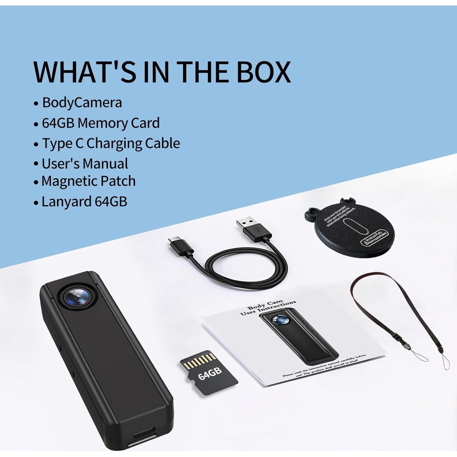 Cámara Corporal 4K 30FPS DBJIBF A100 64GB Ultra Compacta