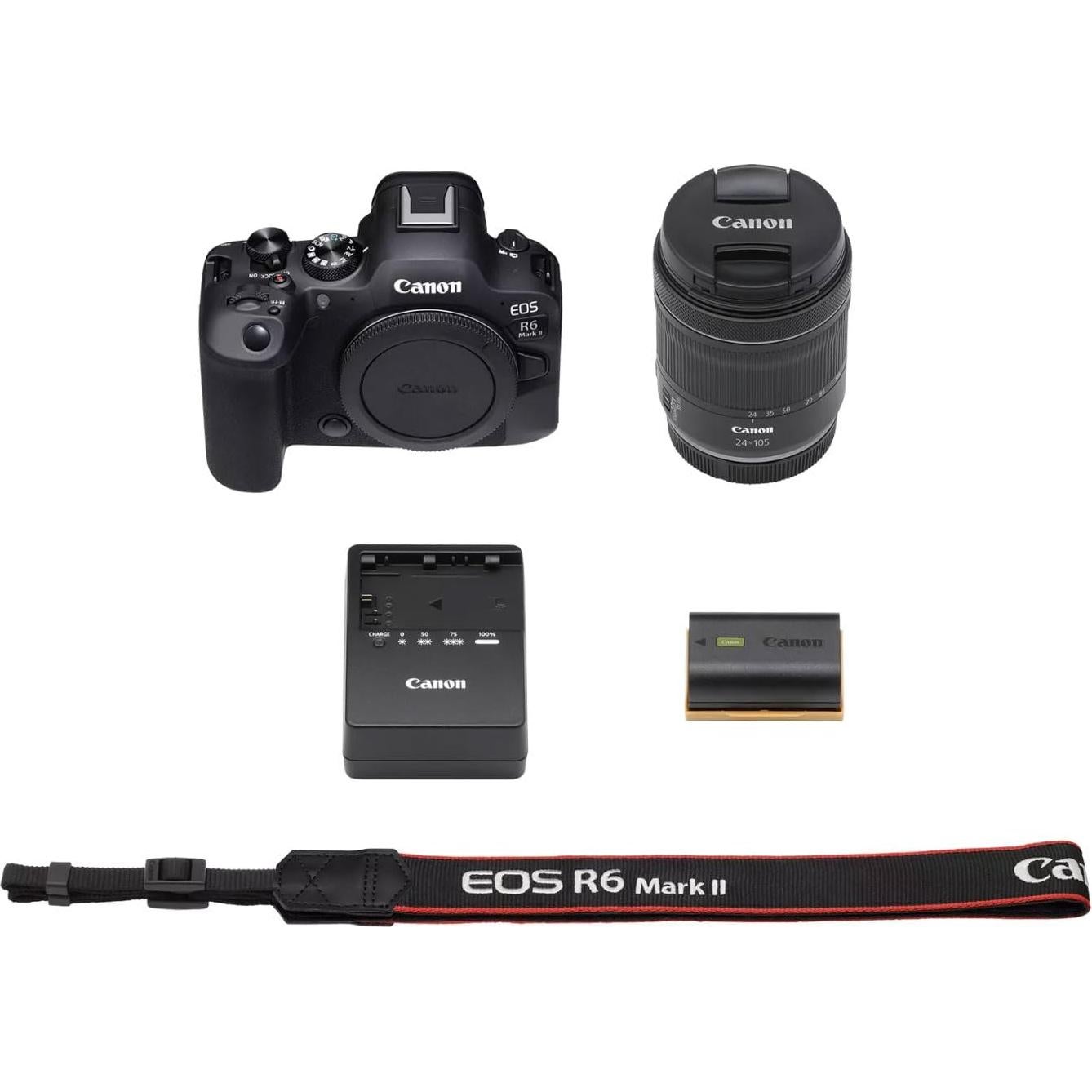 Canon EOS R6 Mark II Full Frame Mirrorless Camera Body with RF 24-105mm F4-7.1 is STM Lens 5666C018 Bundle with Deco Gear Photography Bag + Microphone + Monopod + Software & Accessories Kit