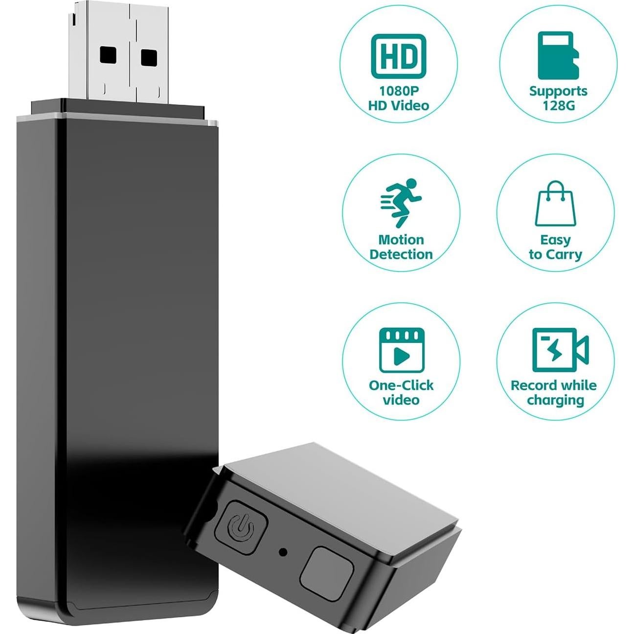 Cámara de Seguridad Interior USBRMT 1080P con Detección de Movimiento y 64GB