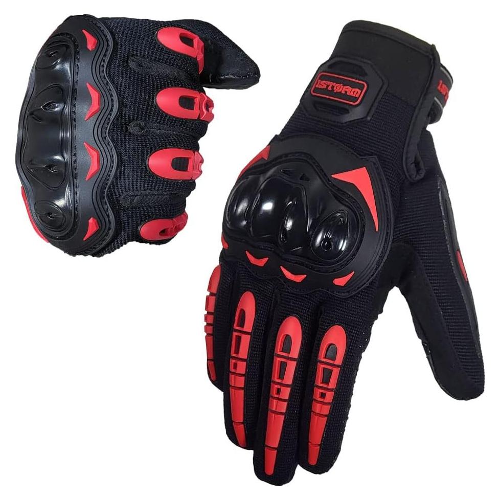 Guantes de Motocross 1Storm MCS17 Rojo Táctil Reforzados