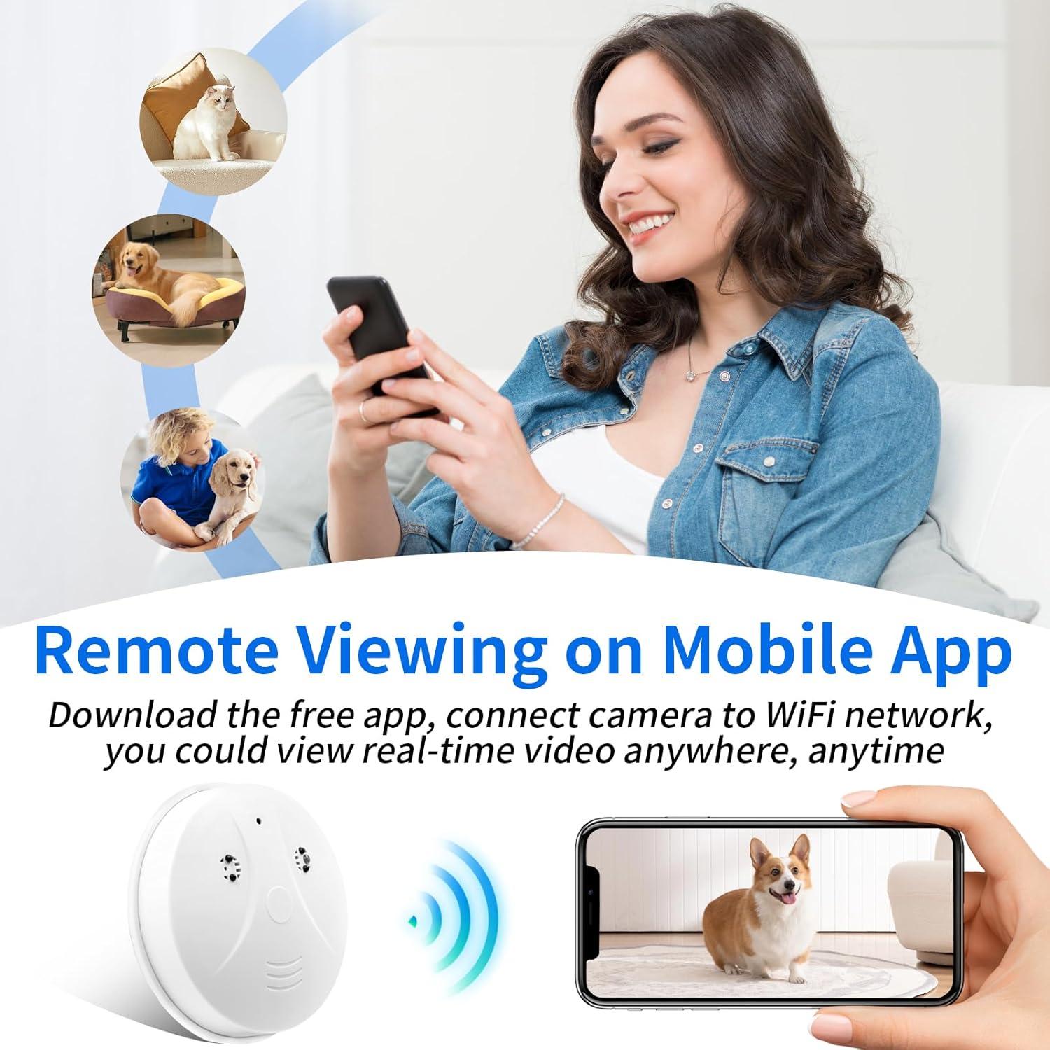 Cámara de Seguridad WiFi eovas 1080P Detector de Humo