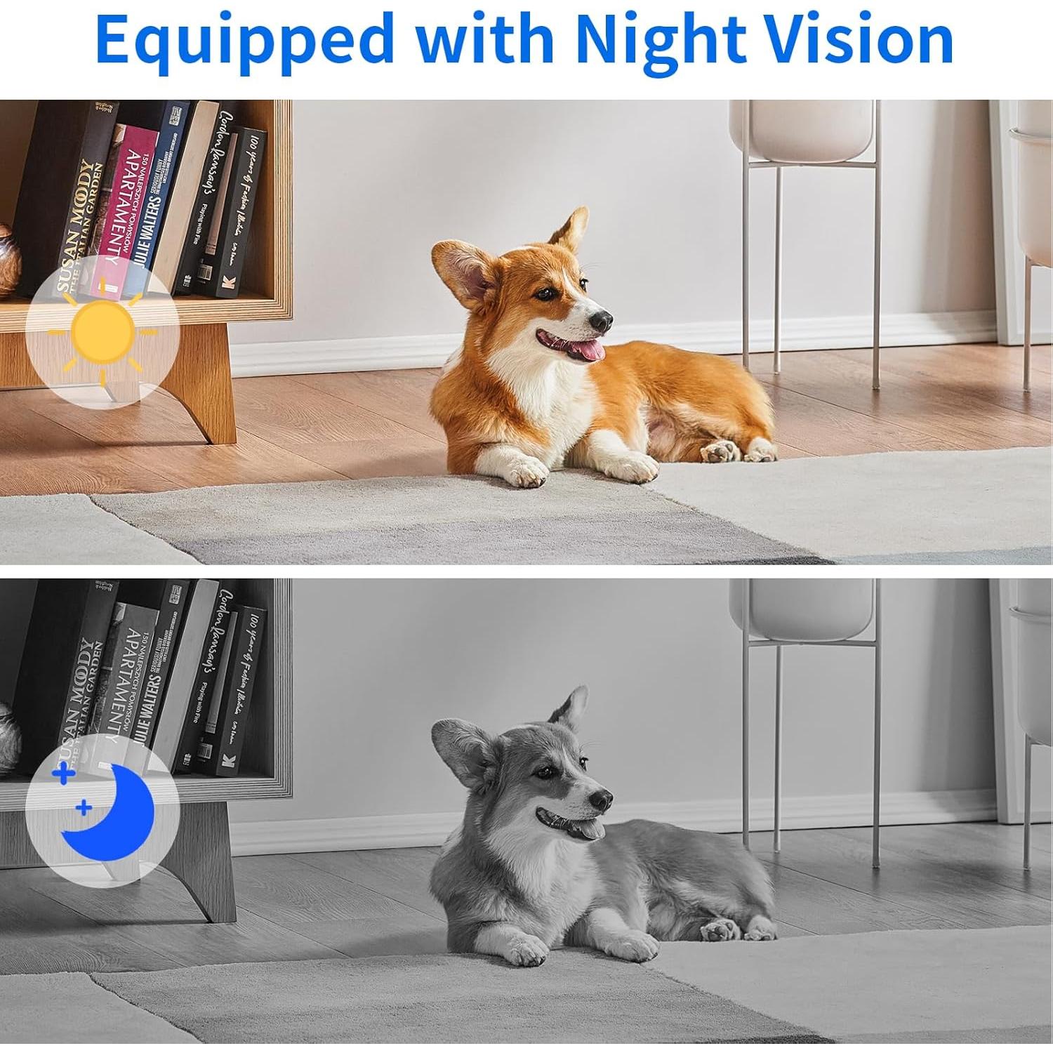 Cámara de Seguridad WiFi eovas 1080P Detector de Humo