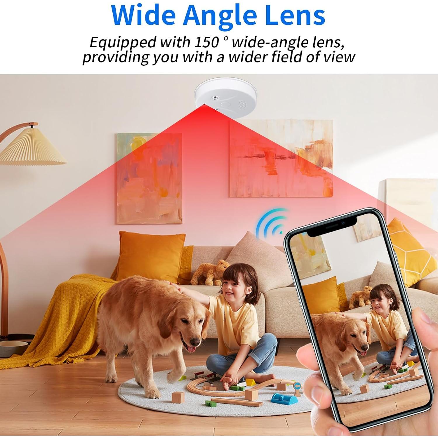 Cámara de Seguridad WiFi eovas 1080P Detector de Humo