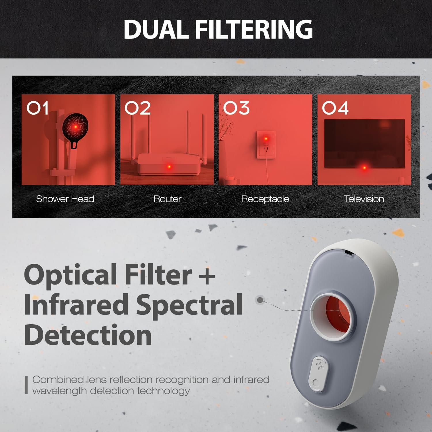 Detector de Cámara Oculta Kacylzom 3-en-1 con Linterna LED