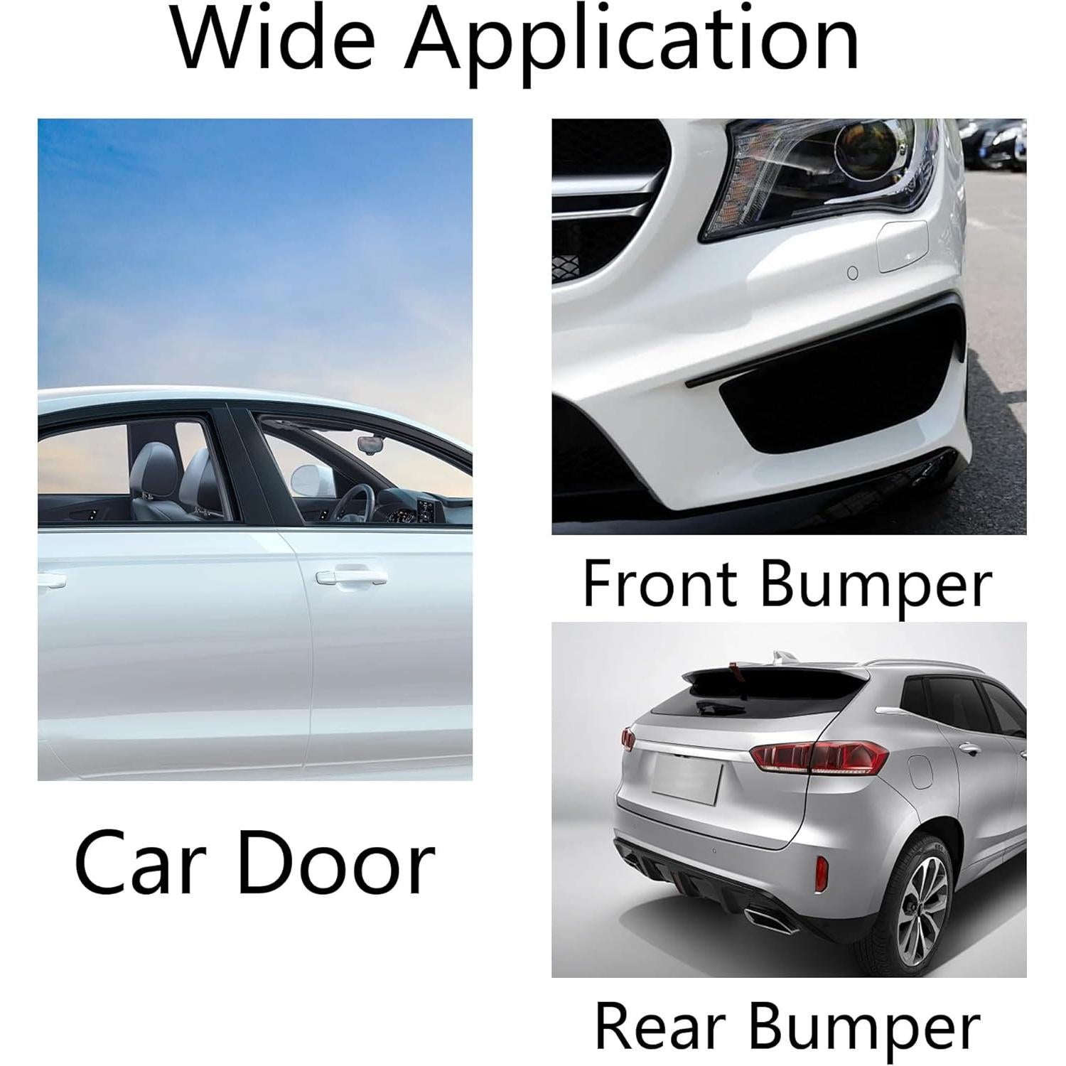 Tiras de Protección de Parachoques AUXBC 40x5.5cm Negro 2Pcs