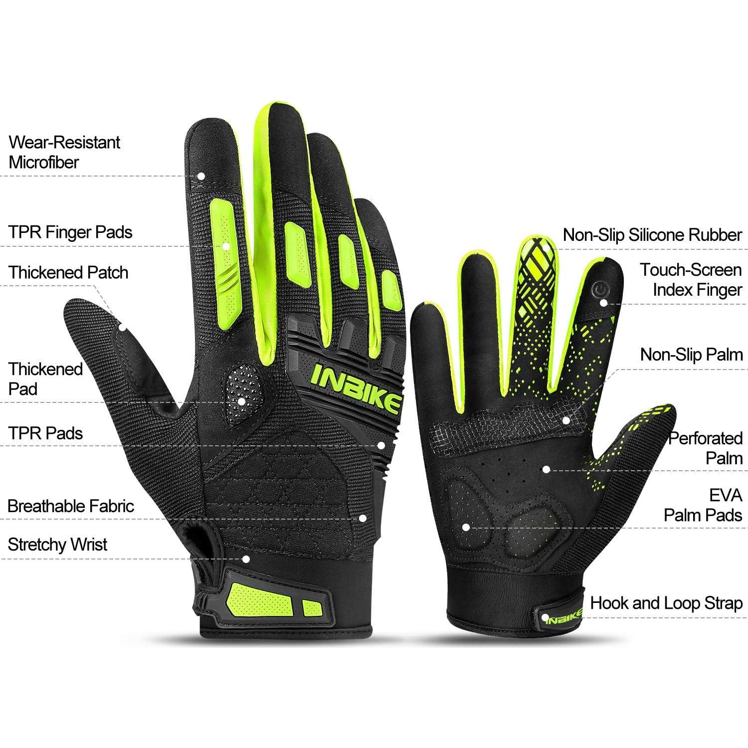 Guantes de Montaña INBIKE X-Large Verde Táctiles y Antichoque