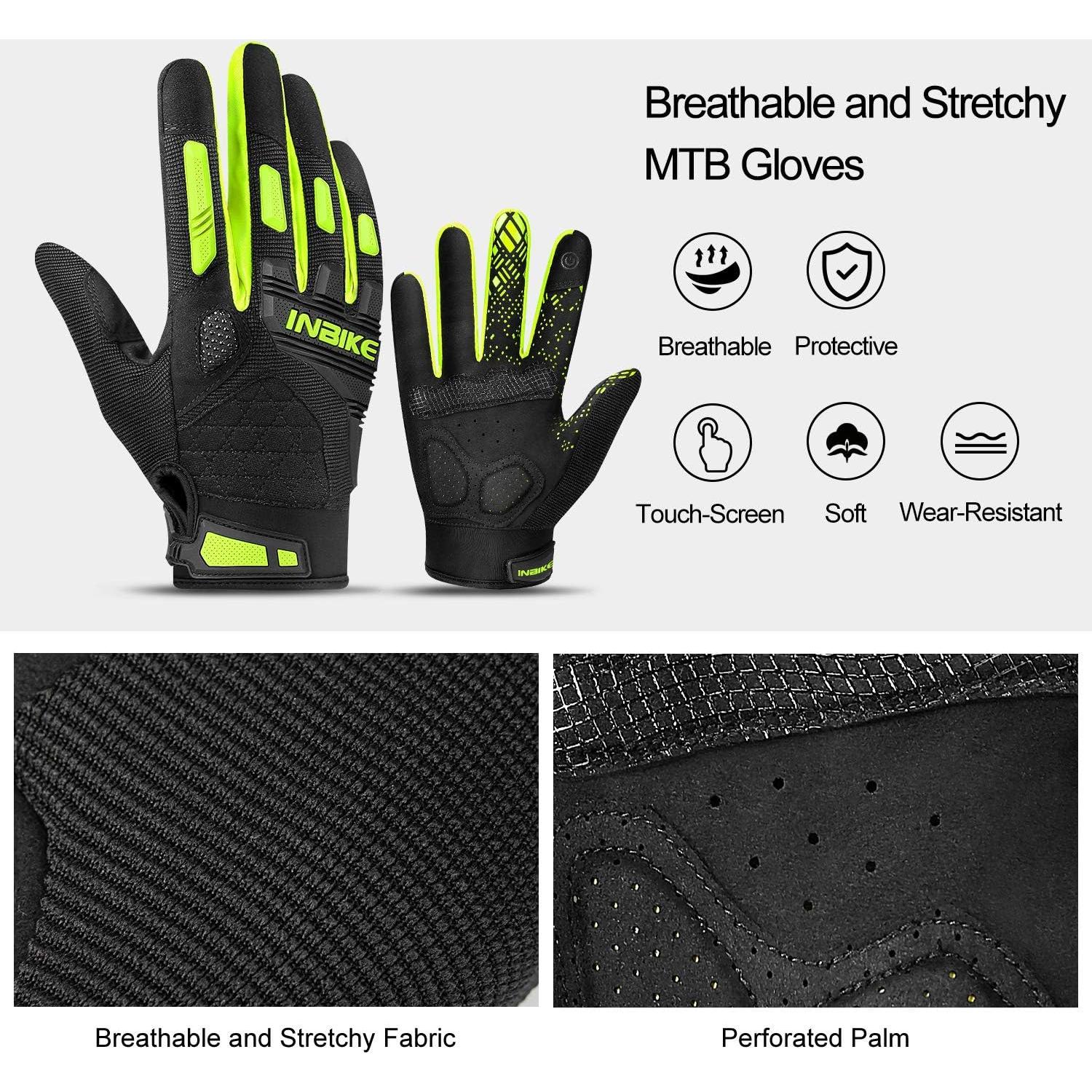 Guantes de Montaña INBIKE X-Large Verde Táctiles y Antichoque