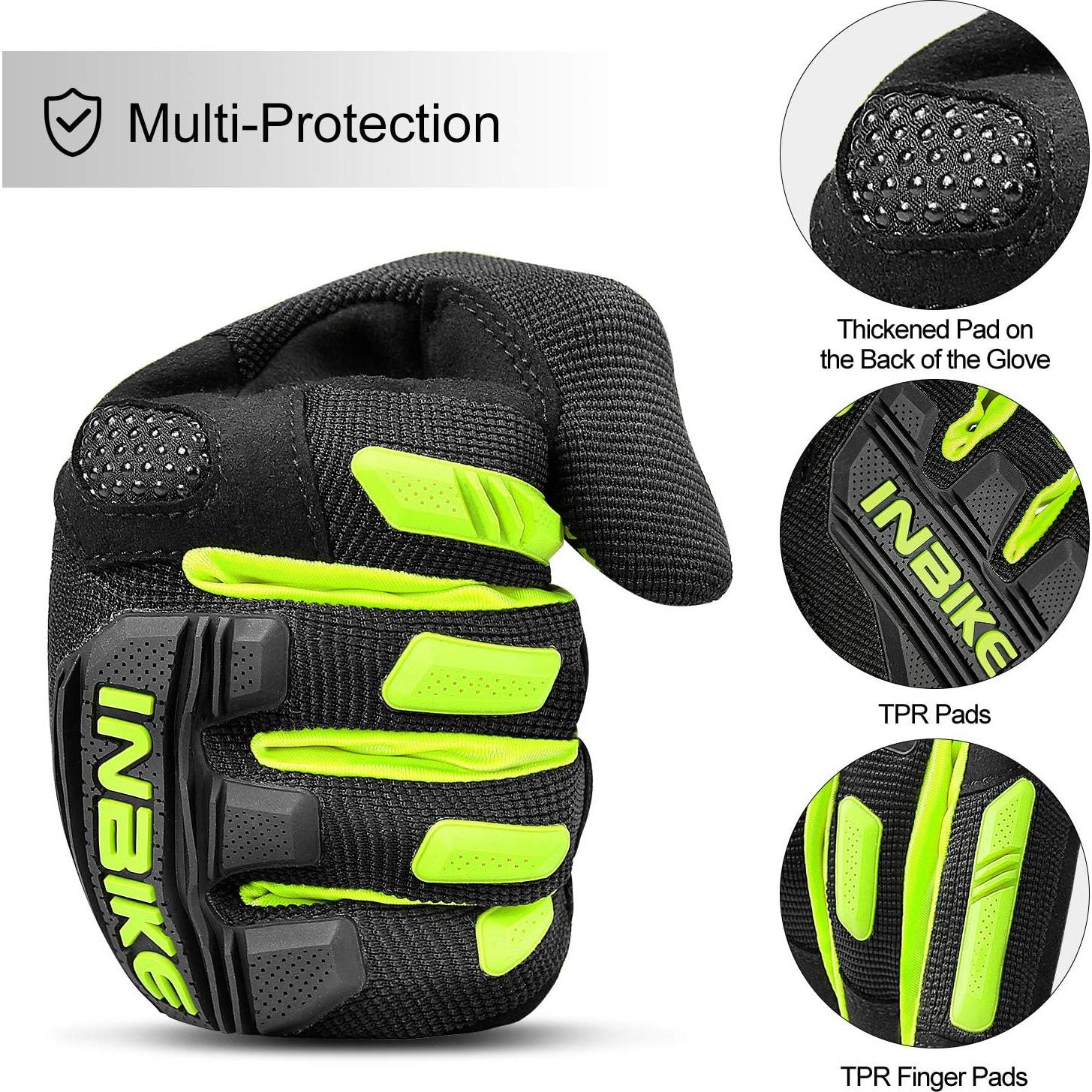 Guantes de Montaña INBIKE X-Large Verde Táctiles y Antichoque