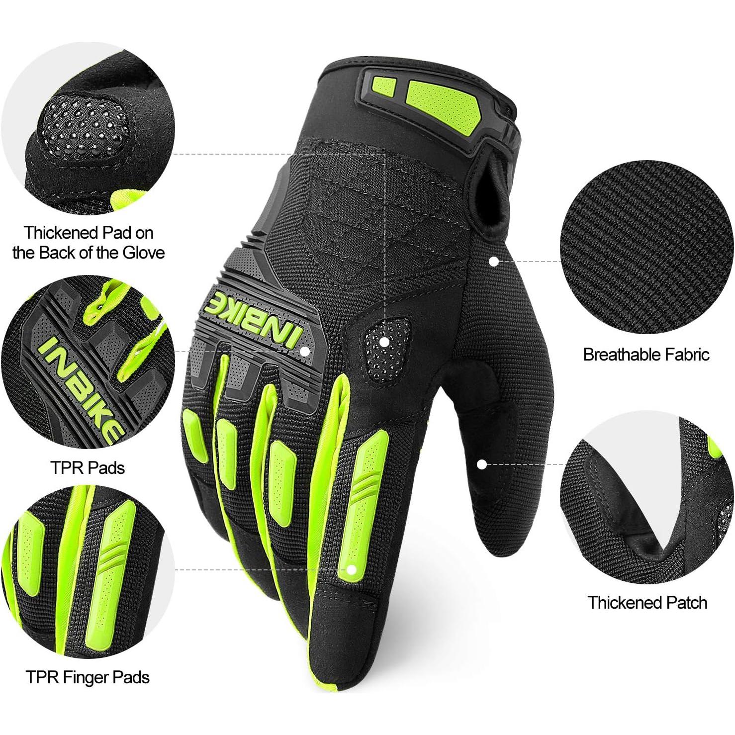 Guantes de Montaña INBIKE X-Large Verde Táctiles y Antichoque