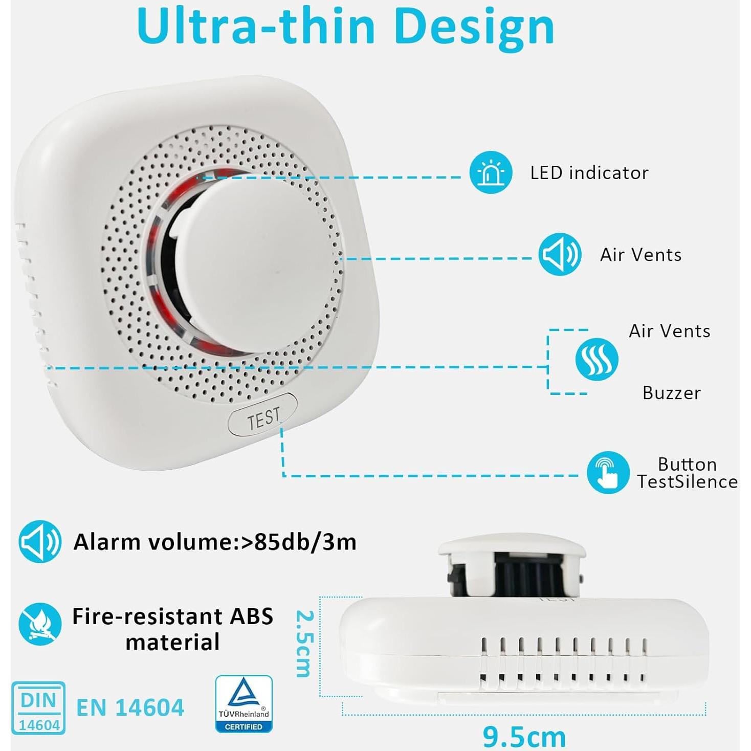 Detector de Humo Óptico Chagasort 2 Paquete con LED