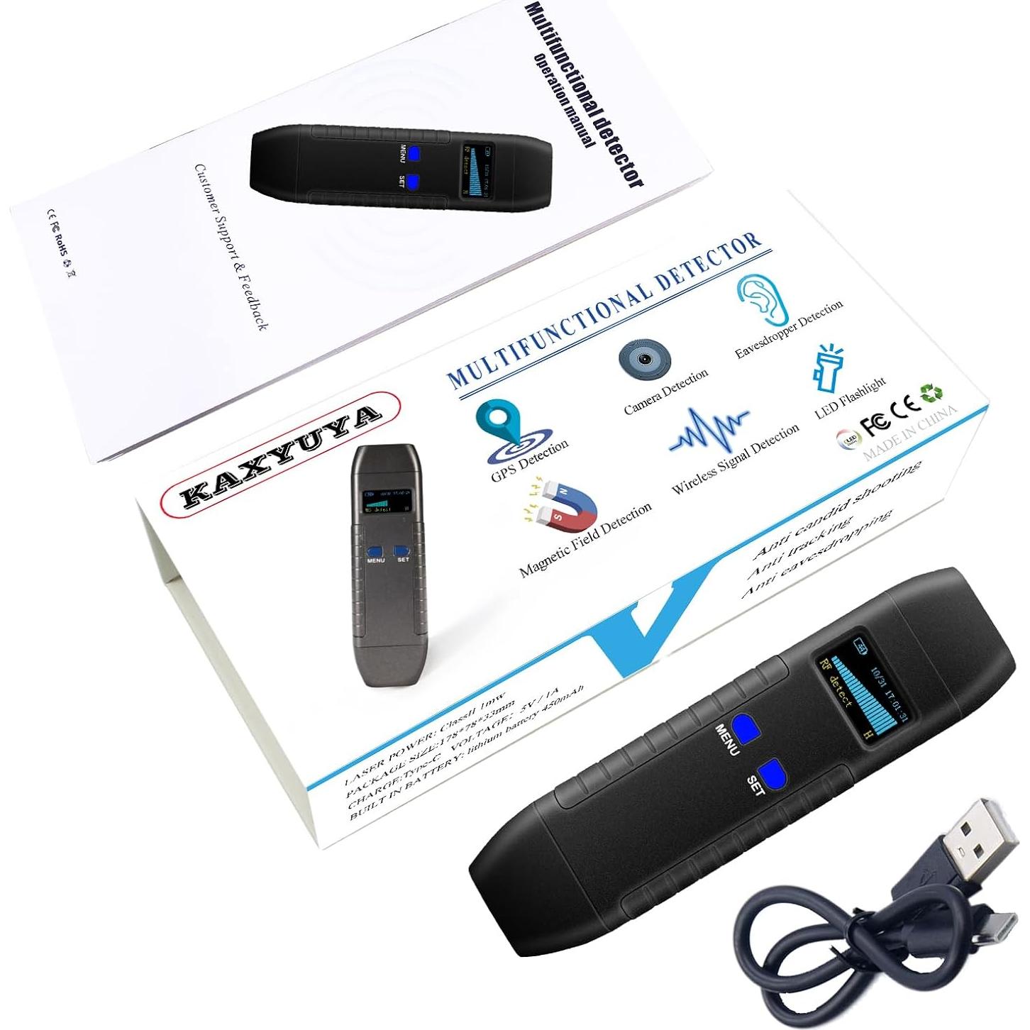 Detector de Cámaras Ocultas KAXYUYA, Portátil y Multifuncional
