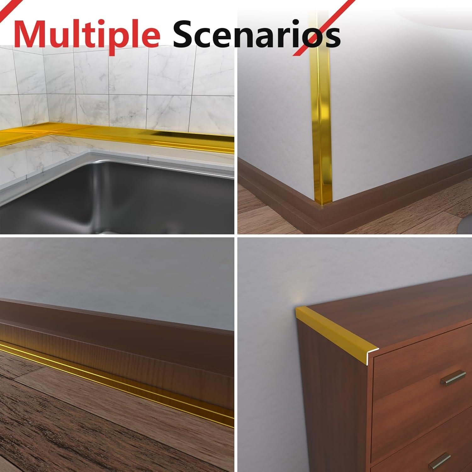 Moldura de Pared Autoadhesiva Socein 3m x 2cm Dorado PVC