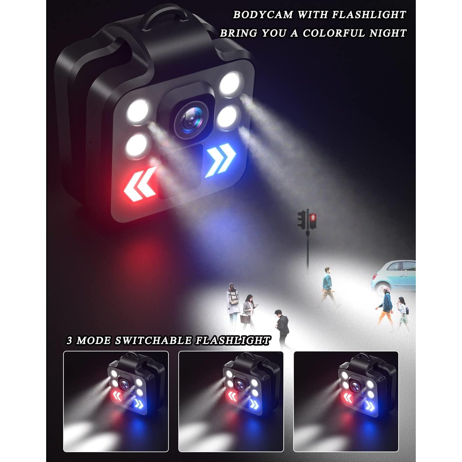 Cámara Corporal Ksadbossbo 1080P con Linterna y 64GB