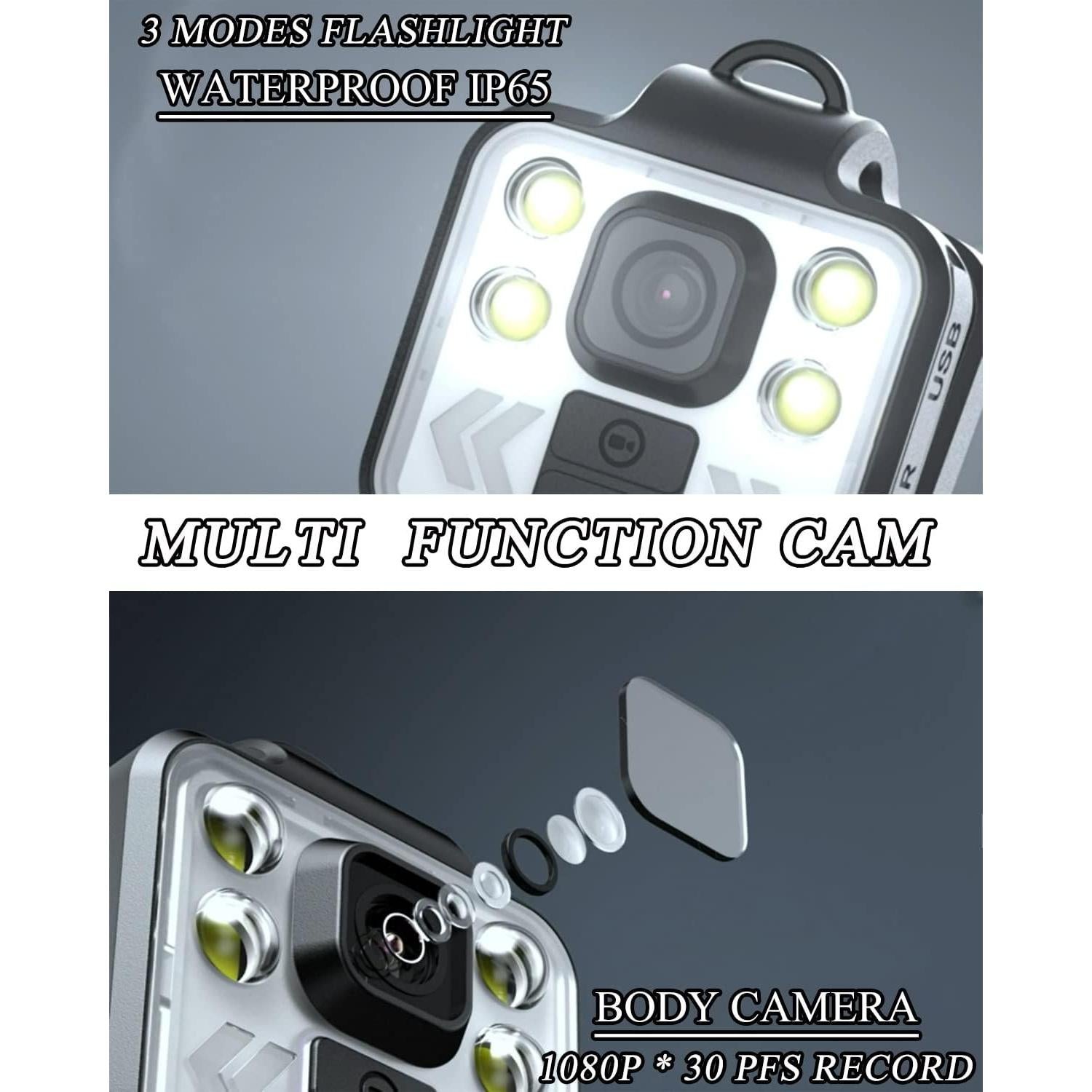 Cámara Corporal Ksadbossbo 1080P con Linterna y 64GB