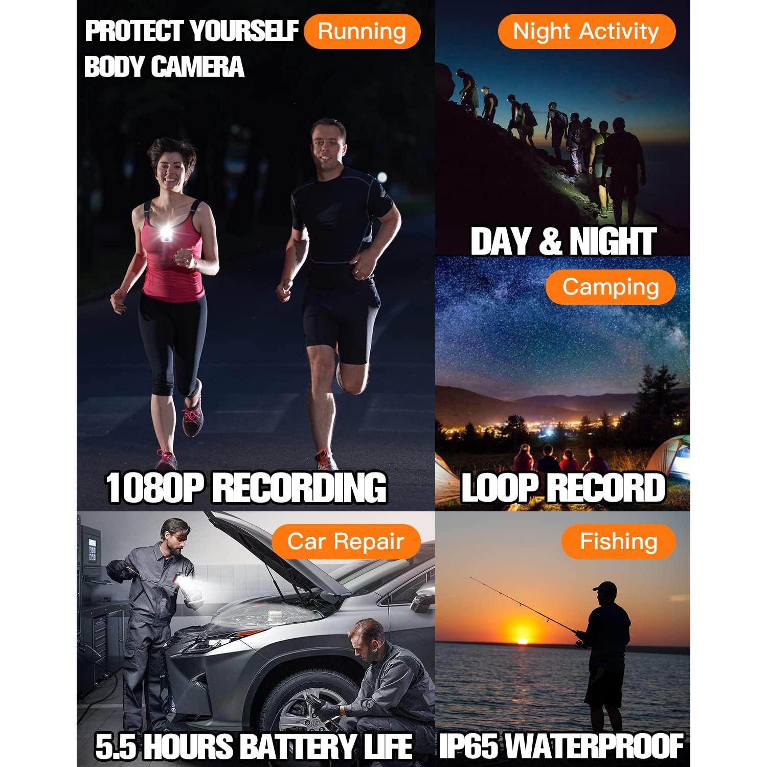 Cámara Corporal Ksadbossbo 1080P con Linterna y 64GB