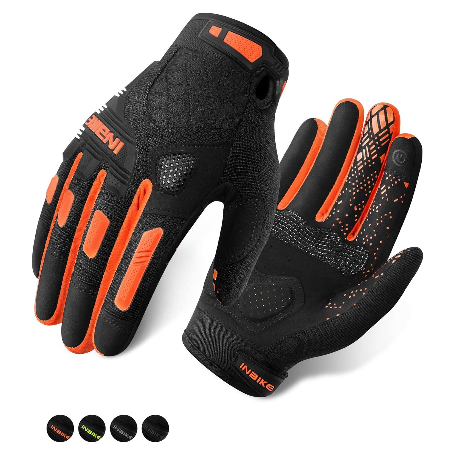 Guantes de Montaña INBIKE XXL Naranja Táctiles y Antichoque