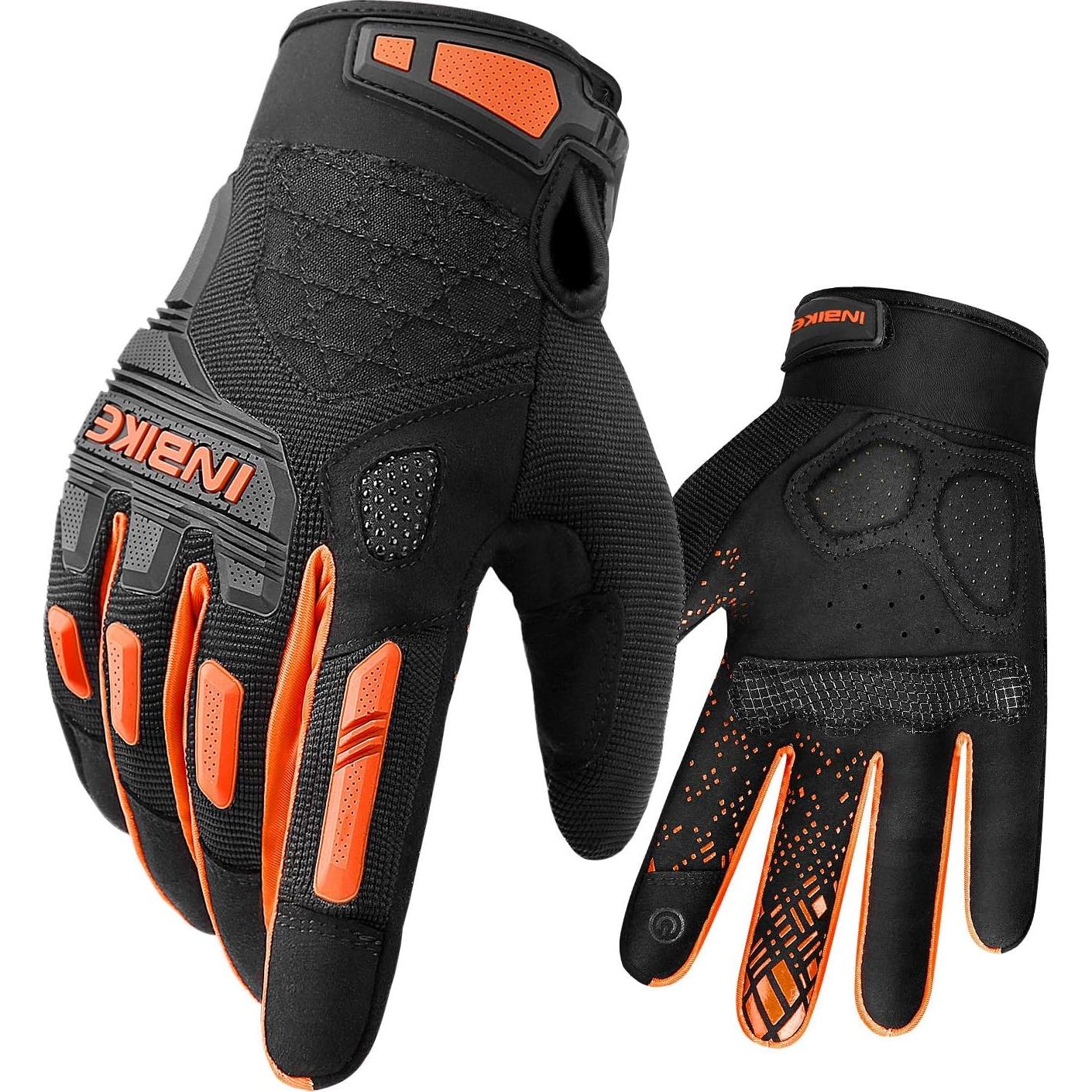 Guantes de Montaña INBIKE XXL Naranja Táctiles y Antichoque