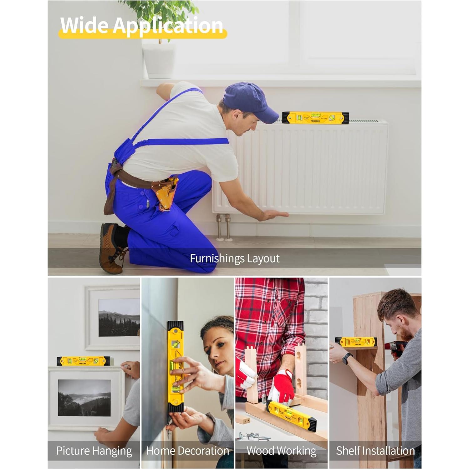 Nivel Torpedo Magnético Firecore 23 cm con 3 Burbujas