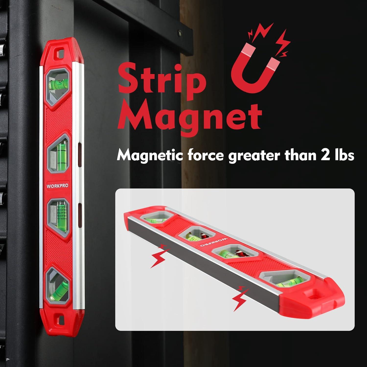 Nivel de Torpedo WORKPRO 30 cm Magnético con 4 Viales