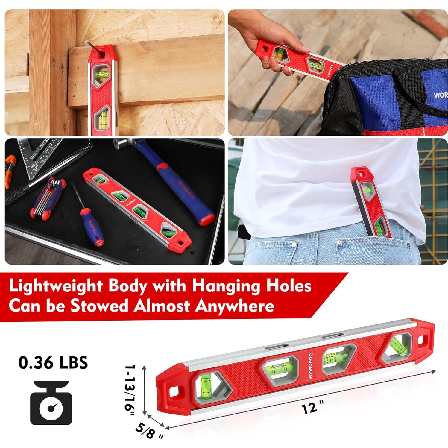 Nivel de Torpedo WORKPRO 30 cm Magnético con 4 Viales