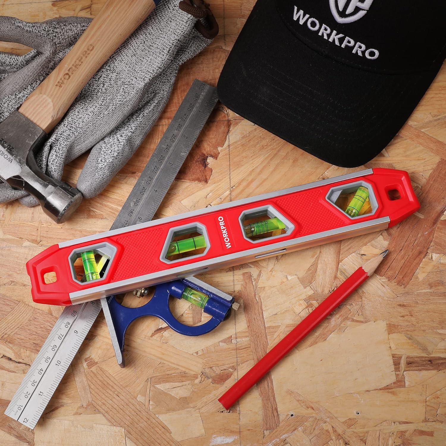 Nivel de Torpedo WORKPRO 30 cm Magnético con 4 Viales