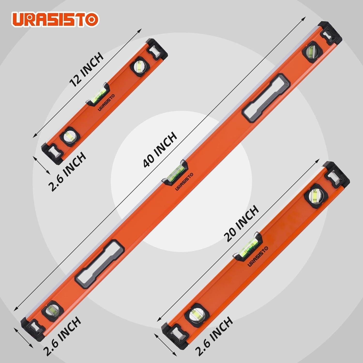 Juego de Niveles de Aluminio URASISTO 3 Piezas 30-101 cm