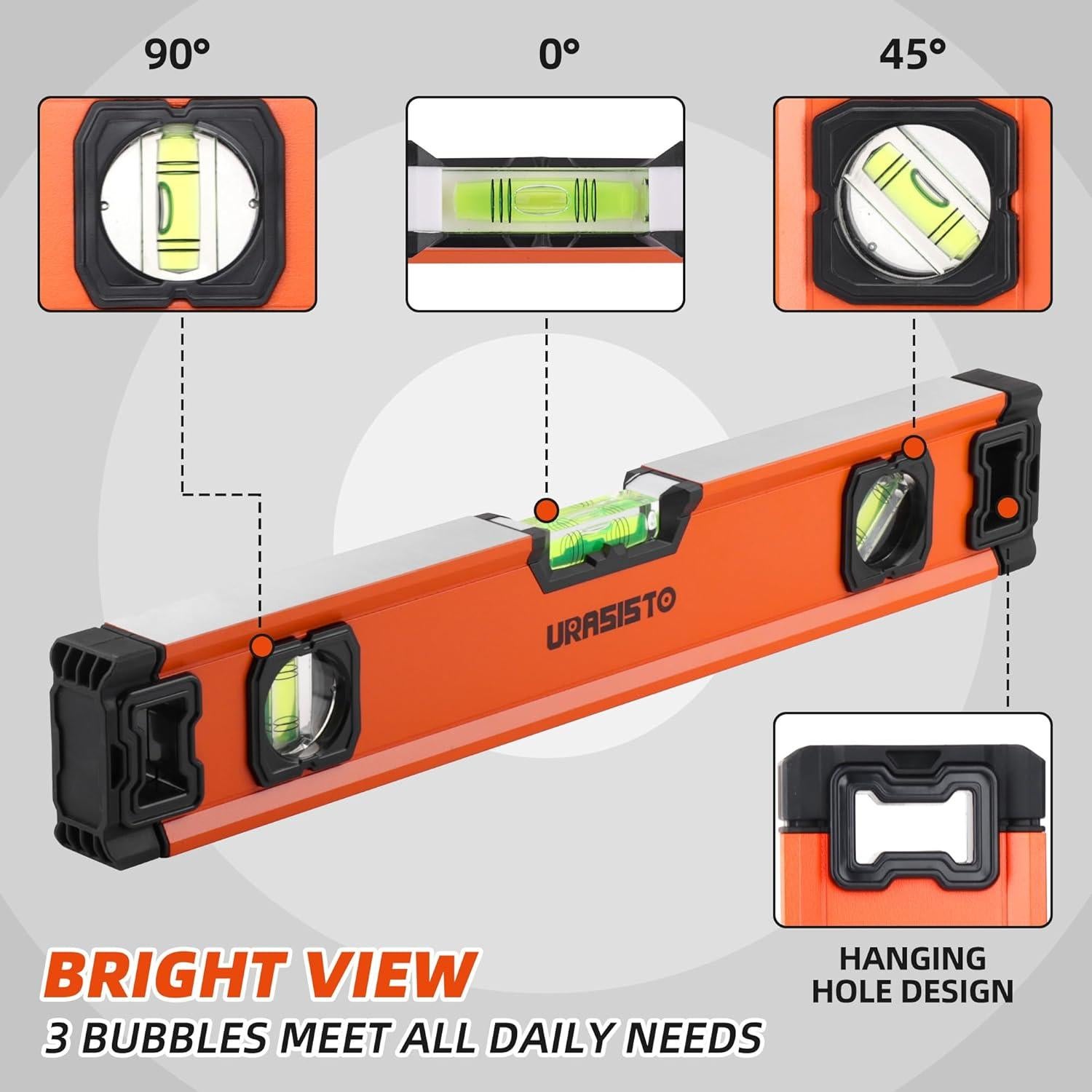 Juego de Niveles de Aluminio URASISTO 3 Piezas 30-101 cm
