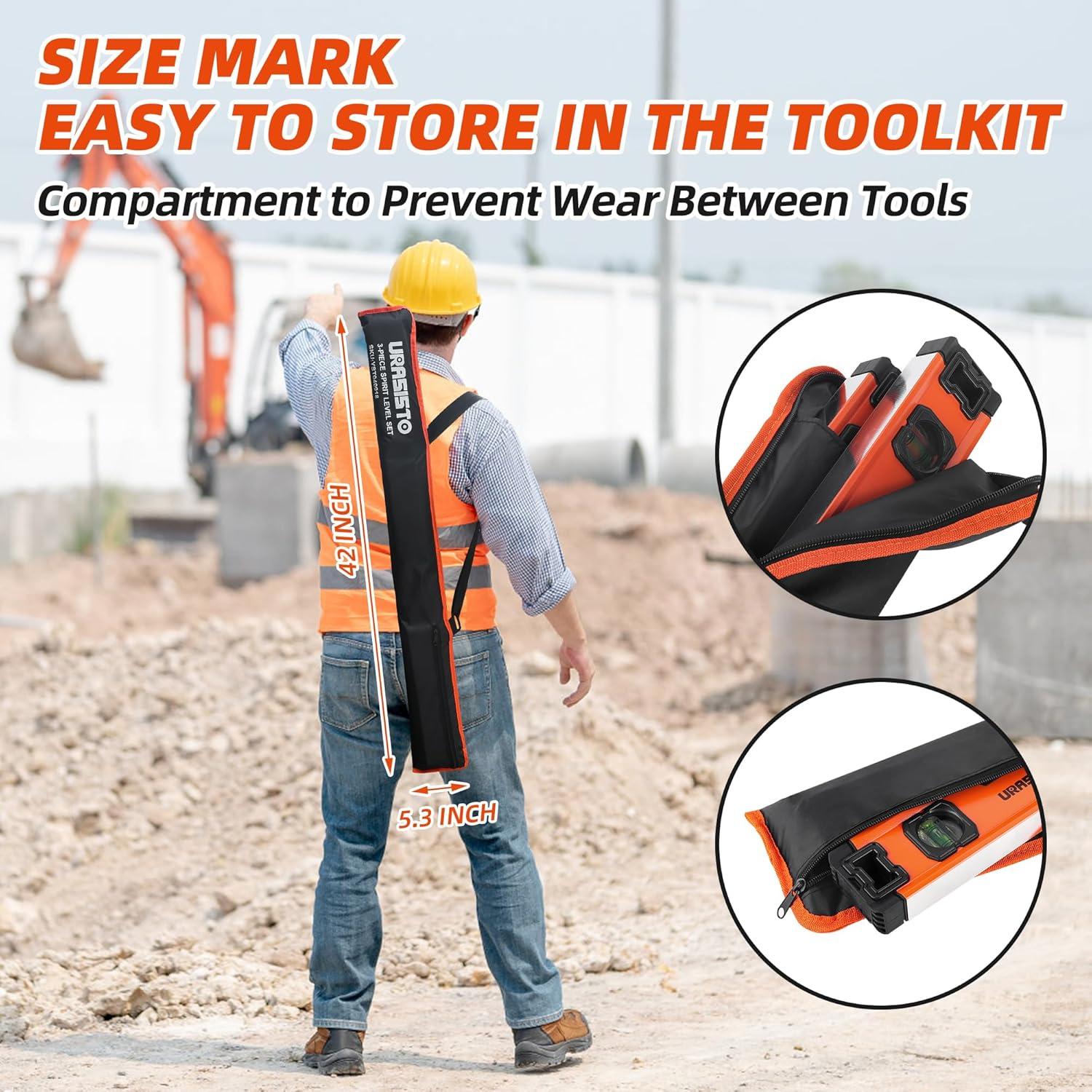 Juego de Niveles de Aluminio URASISTO 3 Piezas 30-101 cm