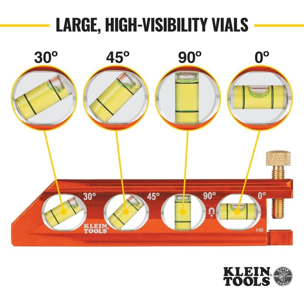 Nivel Torpedo Magnético Klein Tools 935AB4V 15.88 cm Naranja
