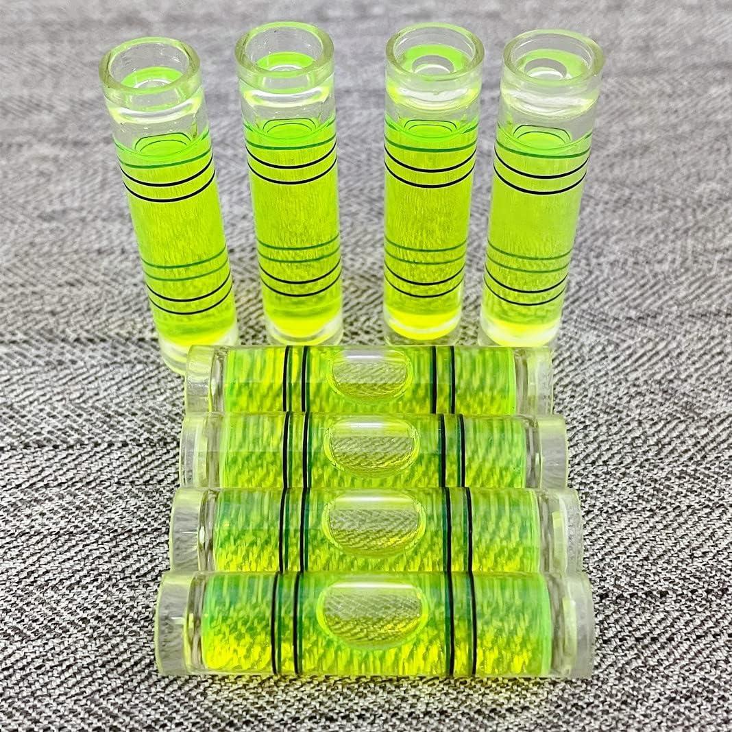 Mini Nivel Cilíndrico 8 Piezas 9.5x40mm Acrílico Verde Amarillo