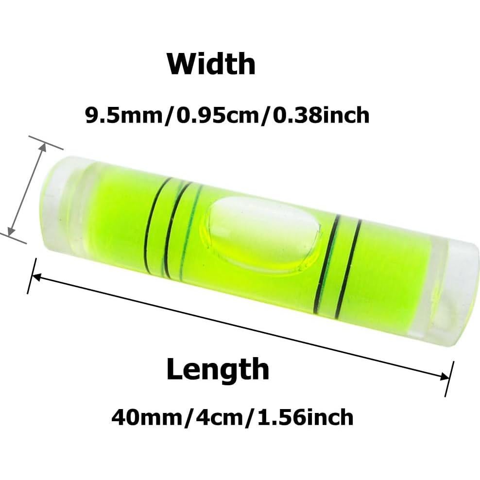 Mini Nivel Cilíndrico 8 Piezas 9.5x40mm Acrílico Verde Amarillo