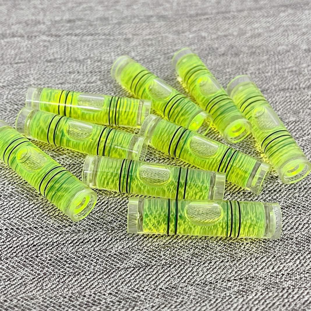 Mini Nivel Cilíndrico 8 Piezas 9.5x40mm Acrílico Verde Amarillo