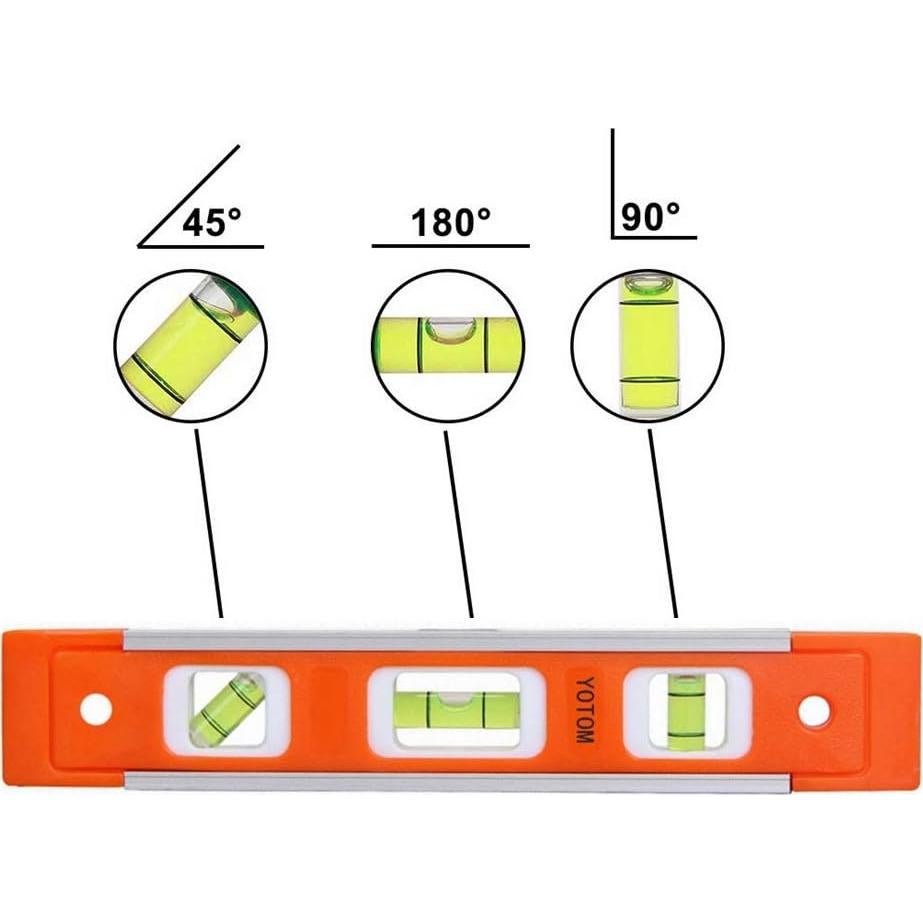 Nivel Torpedo Magnético YOTOM 23 cm Aluminio Naranja - 2 Pcs