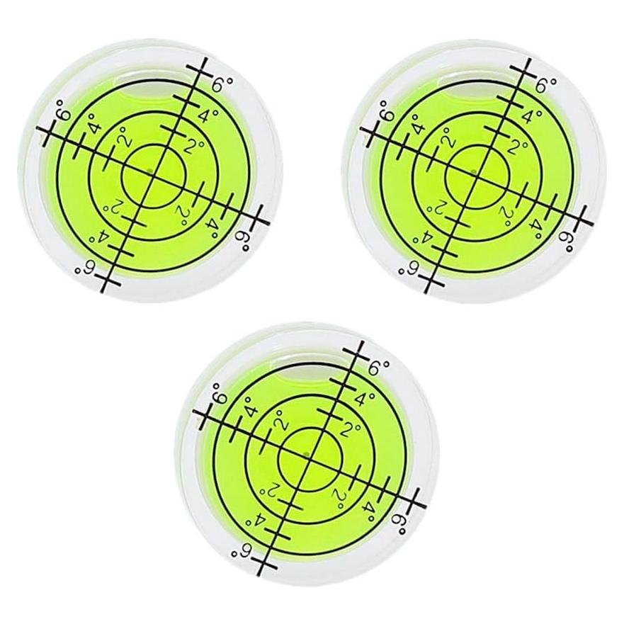 3 Piezas Niveles de Burbuja Circulares Amarillo-Verde 3.2cm