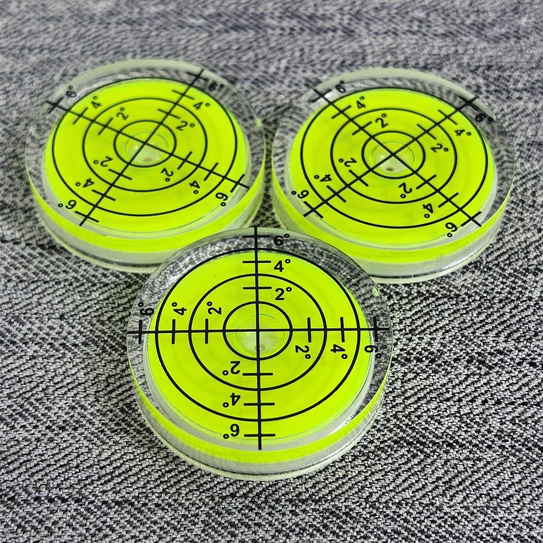 3 Piezas Niveles de Burbuja Circulares Amarillo-Verde 3.2cm