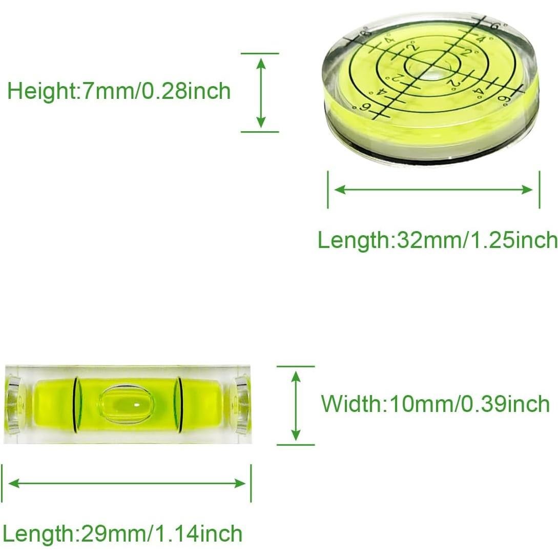 Juego de 6 Niveles de Burbuja Mini Genérico - 2 Redondos y 4 Cuadrados