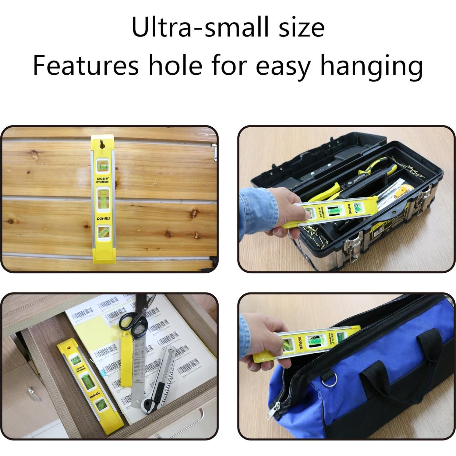 Nivel de Caja Magnético DOWELL 22.8 cm con 3 Burbujas