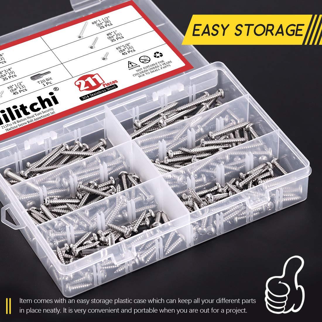 Kit de Tornillos de Cabeza Redonda Torx Hilitchi 210 Pcs