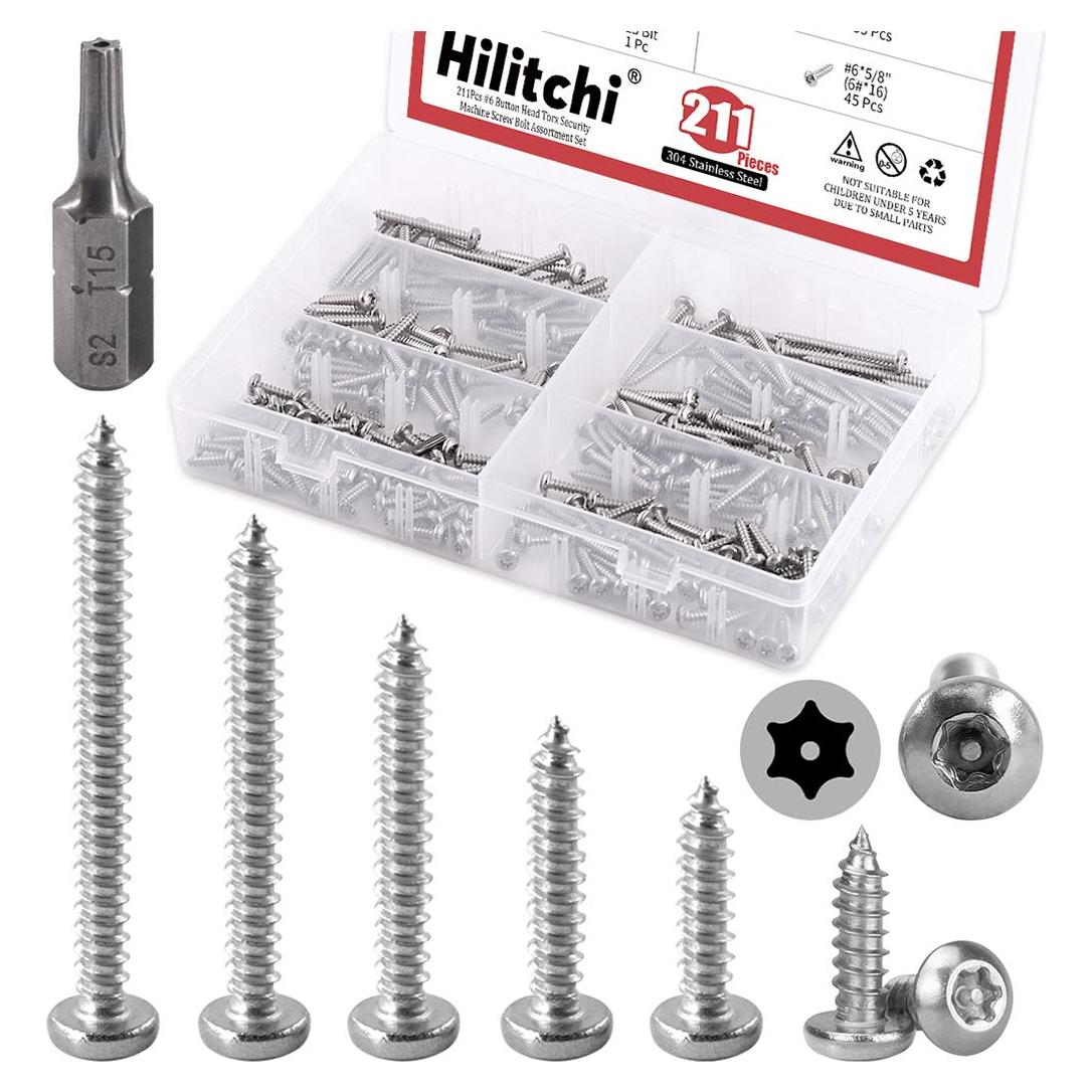 Kit de Tornillos Torx de Cabeza Redonda Hilitchi 210 Pcs