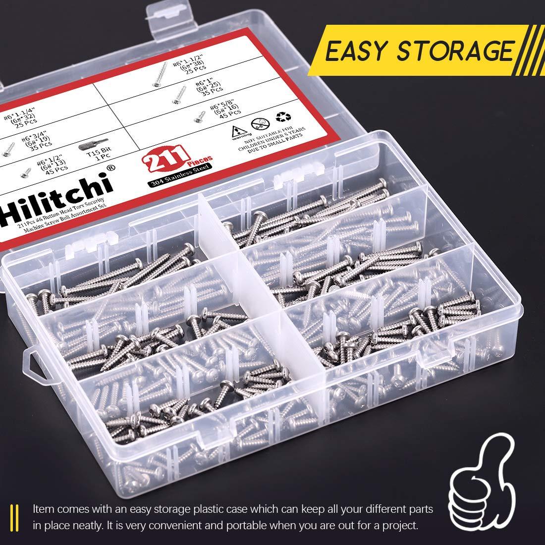Kit de Tornillos Torx de Cabeza Redonda Hilitchi 210 Pcs
