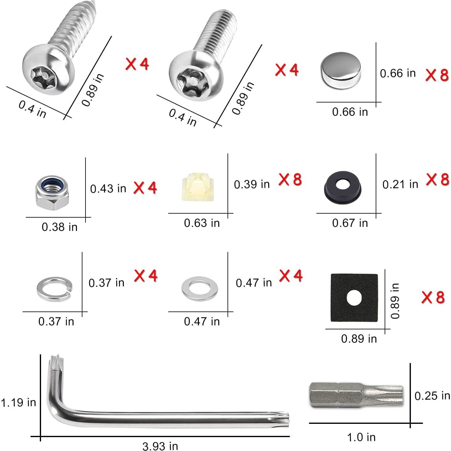 Kit de Tornillos Antirrobo para Placas de Licencia AccEncyc M6x20mm