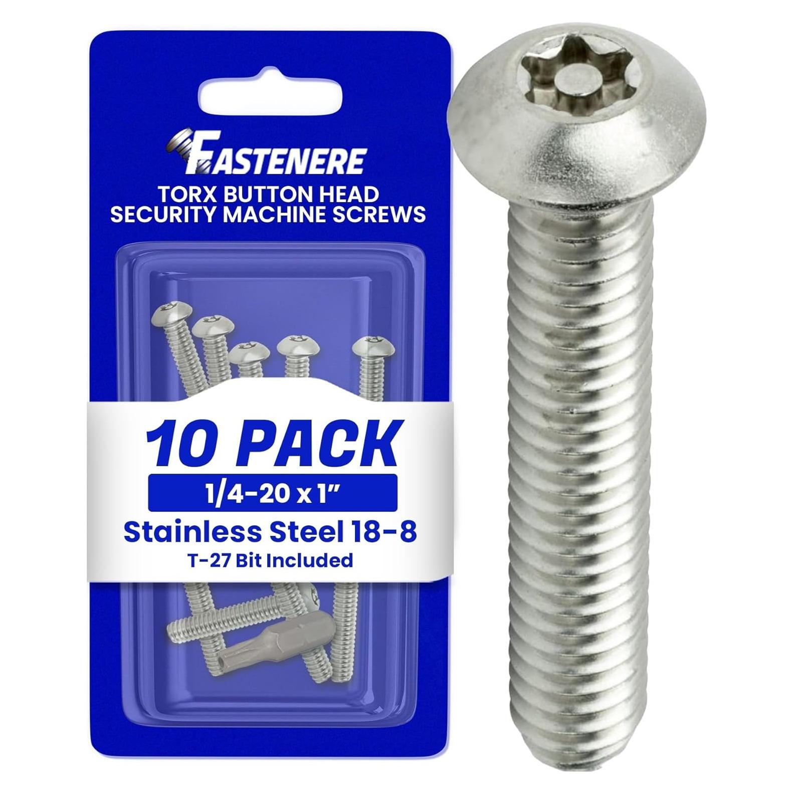 Tornillos de Seguridad Torx Fastenere 1/4-20 x 2.54 cm Acero Inoxidable - Paquete de 10