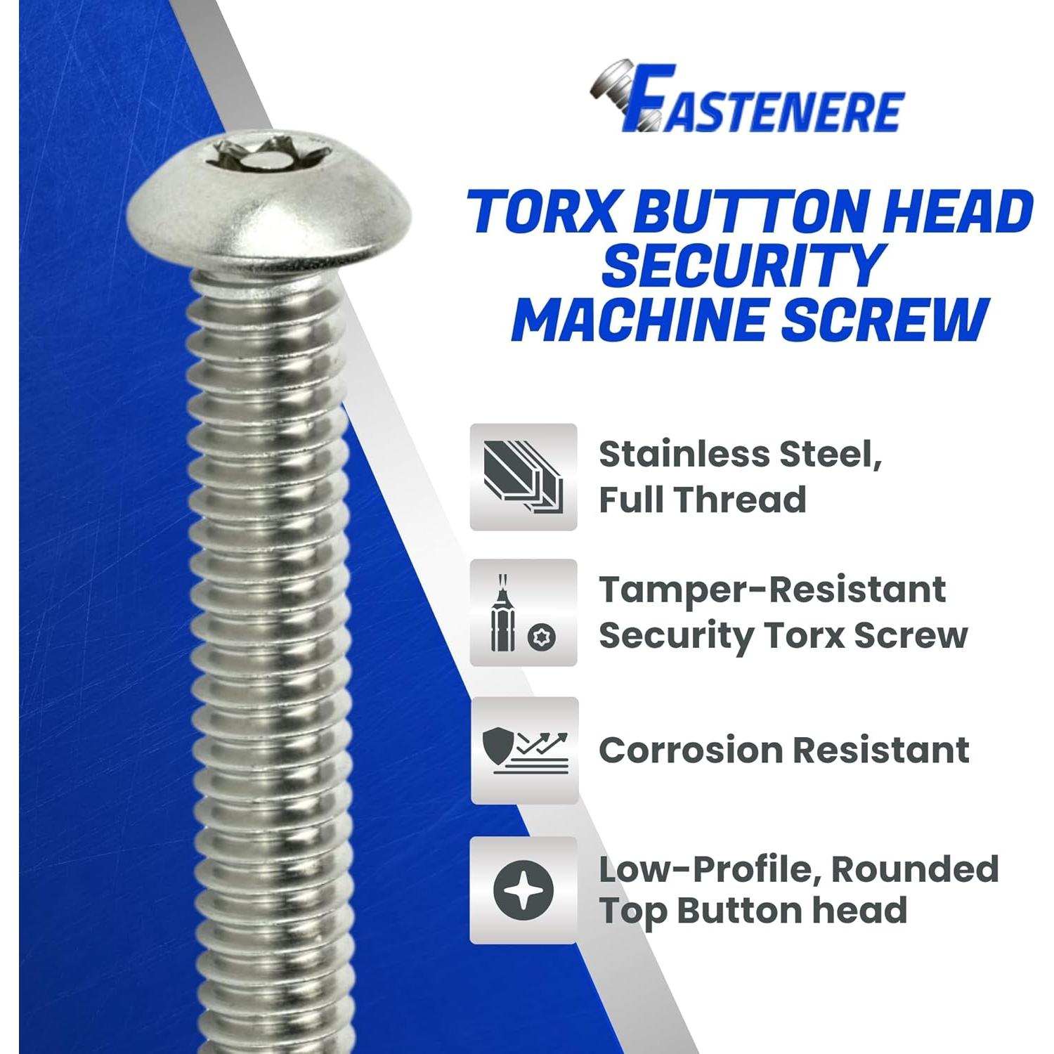 Tornillos de Seguridad Torx Fastenere 1/4-20 x 2.54 cm Acero Inoxidable - Paquete de 10