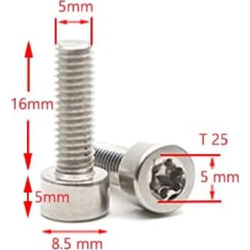 Tornillo Torx Spline T25 M5-0.8x16mm Milikaco - 10 Pcs