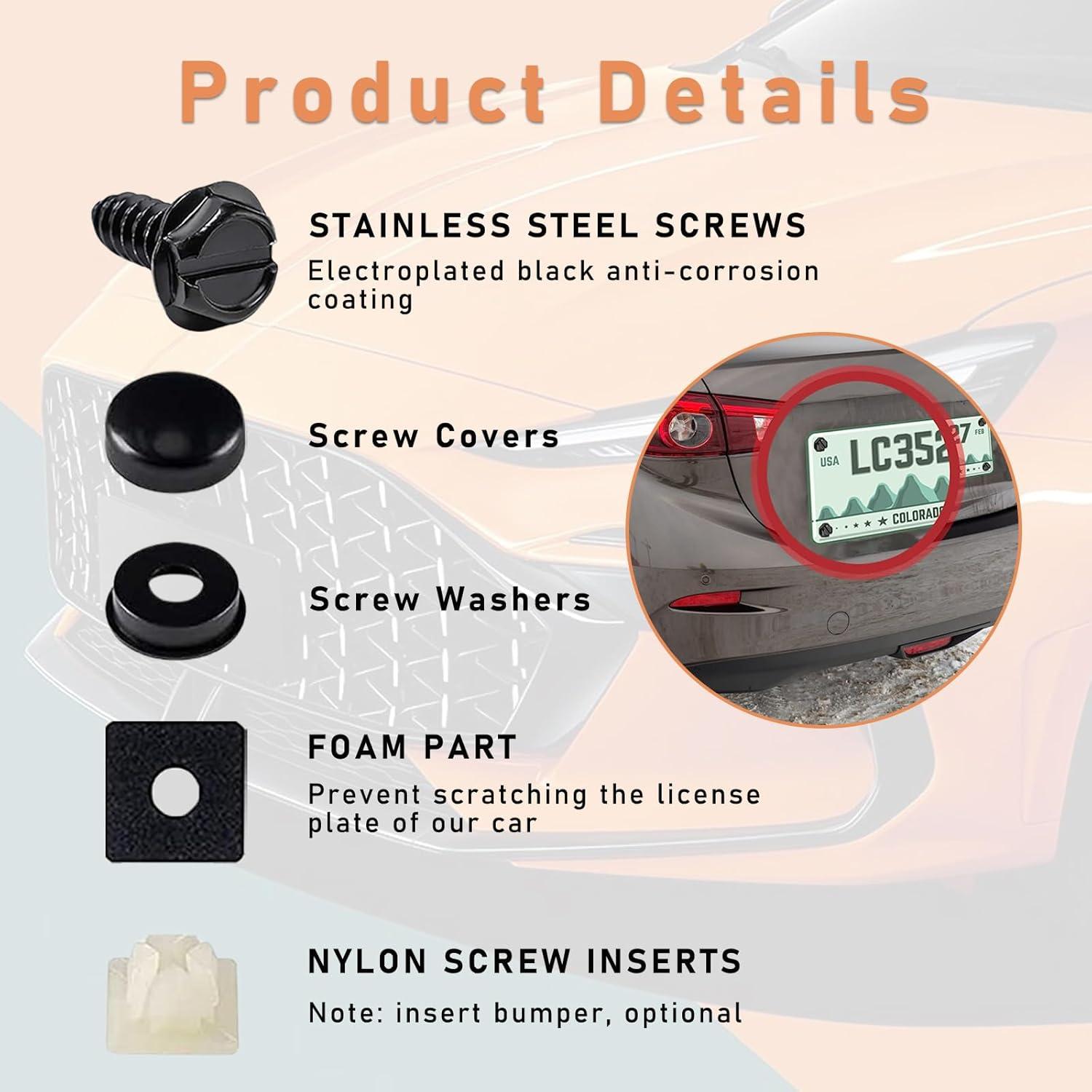 Tornillos Autoperforantes Kewucn para Placas de Licencia - Acero Inoxidable