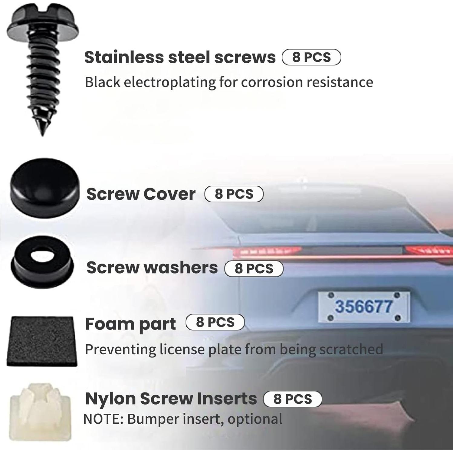 8 Tornillos Autoperforantes YYTQP para Placas de Matrícula