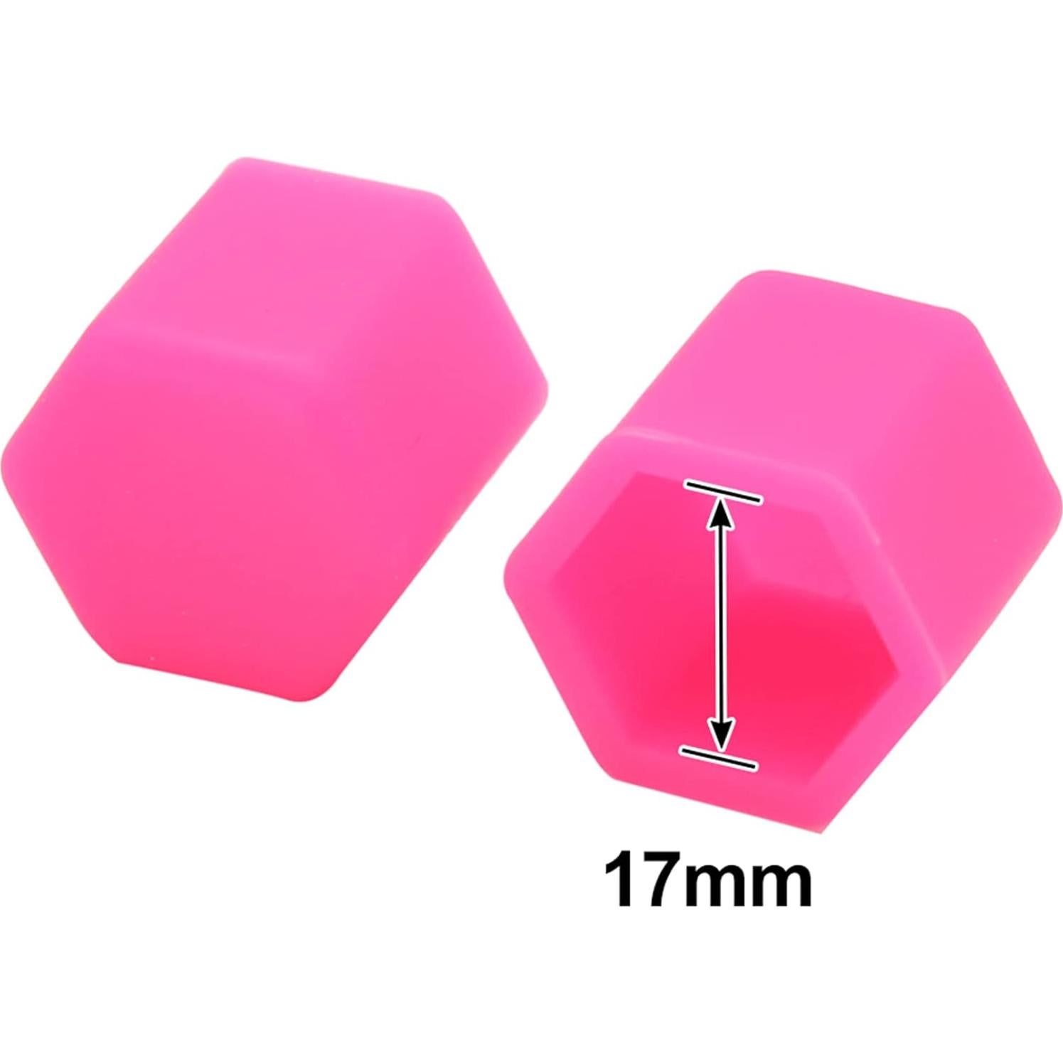 Tapa de Tuerca de Rueda uxcell 17mm Silicona Rosa - 20 Pcs