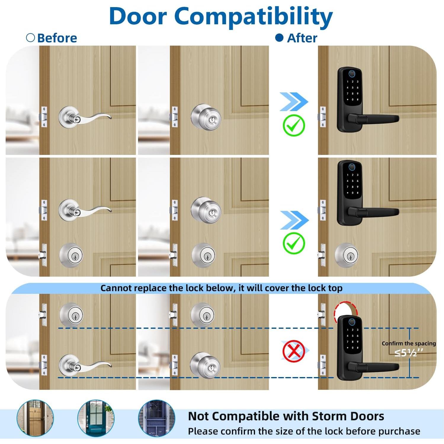 Cerradura Inteligente VOLIBeL con Huella Dactilar y APP, Negro Mate