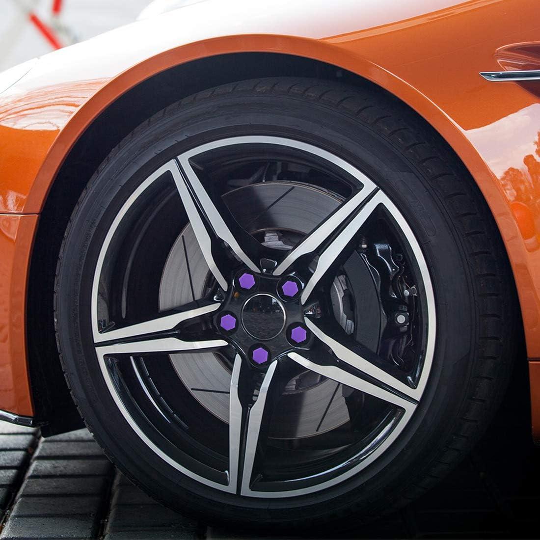 Cubiertas de Tornillos de Rueda X AUTOHAUX 20pcs 21mm Silicona Púrpura