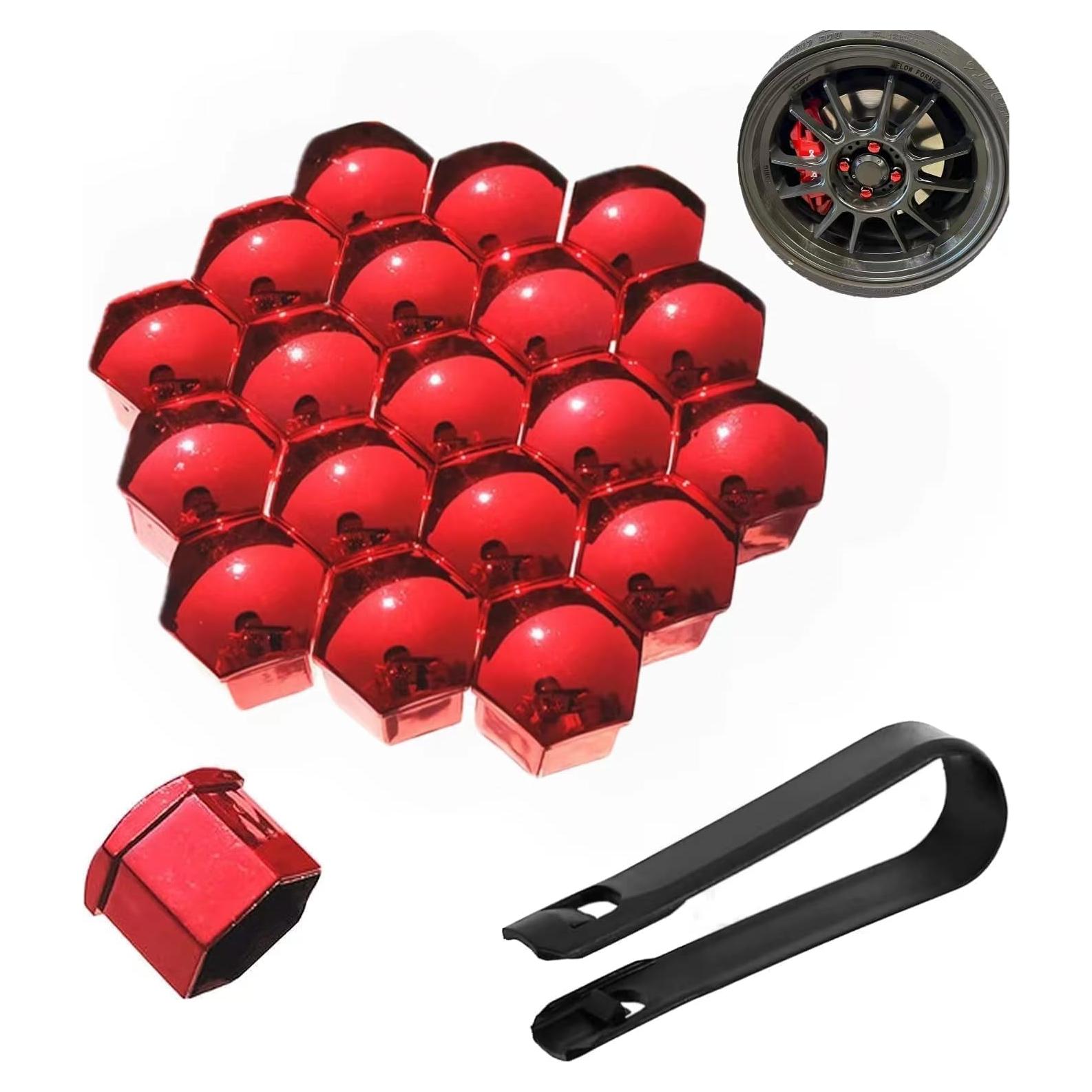 Cubiertas de Tuercas de Rueda 17mm Jannity 20 Piezas Rojo